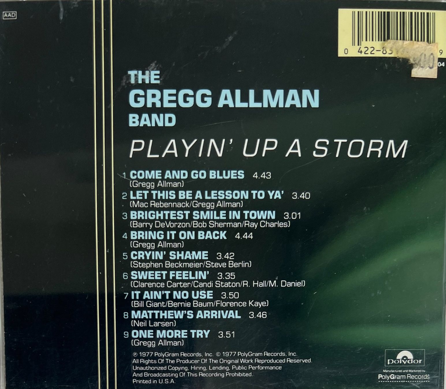 CDs: GREGG ALLMAN BAND / Playing Up A Storm – Gebraucht aus Bischofszell von kustavi 1