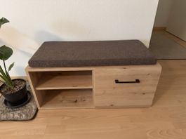 Schuhbank Holzoptik mit Sitzkissen