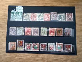 4 Steckkarten mit Pro Juventute Marken ab 1913 bis 1940