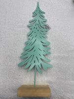 Sapin décoratif métal menthe 49cm socle bois