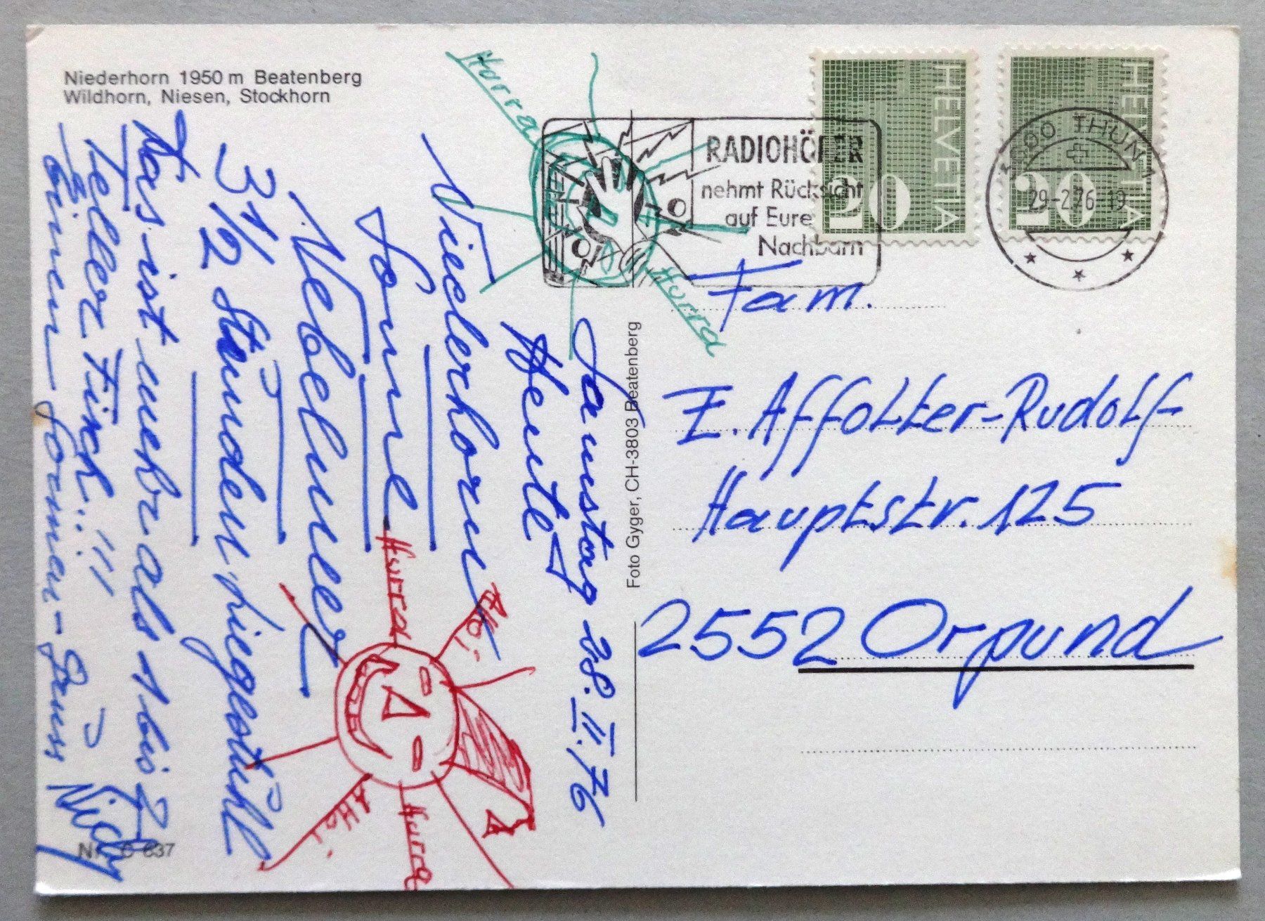 Cartes postales: Niederhorn 1950 m, Beatenberg – D'occasion à Fétigny par Billy2miny 1