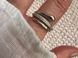 Bague inspiration serpent en acier inox et zirkon