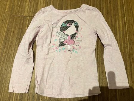 Mädchen Langarmshirt, Grösse 122/128, Rosa Feen Print Top