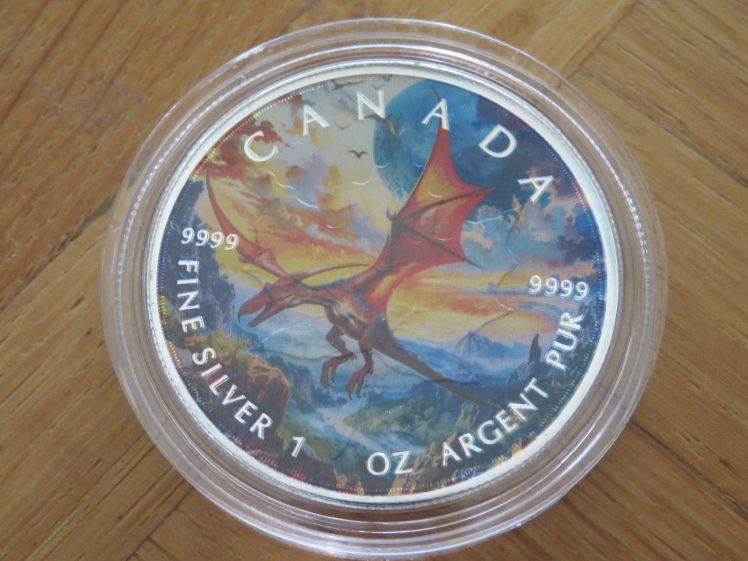 Tutti le monete: Dinosaur Pterodactyl Maple Leaf 2024 /1 OZ SILBER-COLOR EDIT – Nuovo (secondo la descrizione) da Wetzikon ZH venduto da Nicki6 3