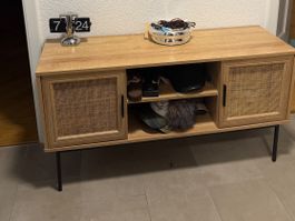 Sideboard Holzoptik mit Rattangeflecht