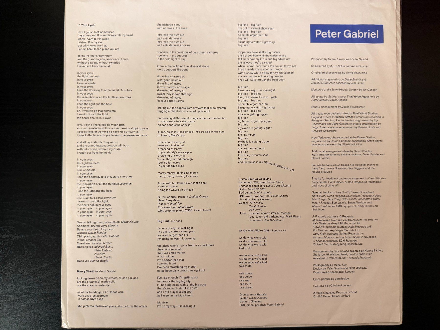 Schallplatten: Peter Gabriel – So [LP EU 1986] – Gebraucht aus Tamins von Dark-Skull-Vinyl 2