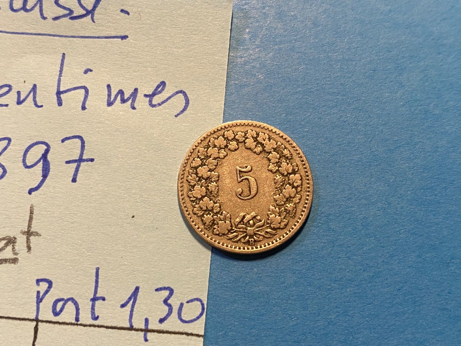Tutti le monete: SUISSE : 5 CENTIMES 1897 – Usato da genève venduto da GEnumist 2