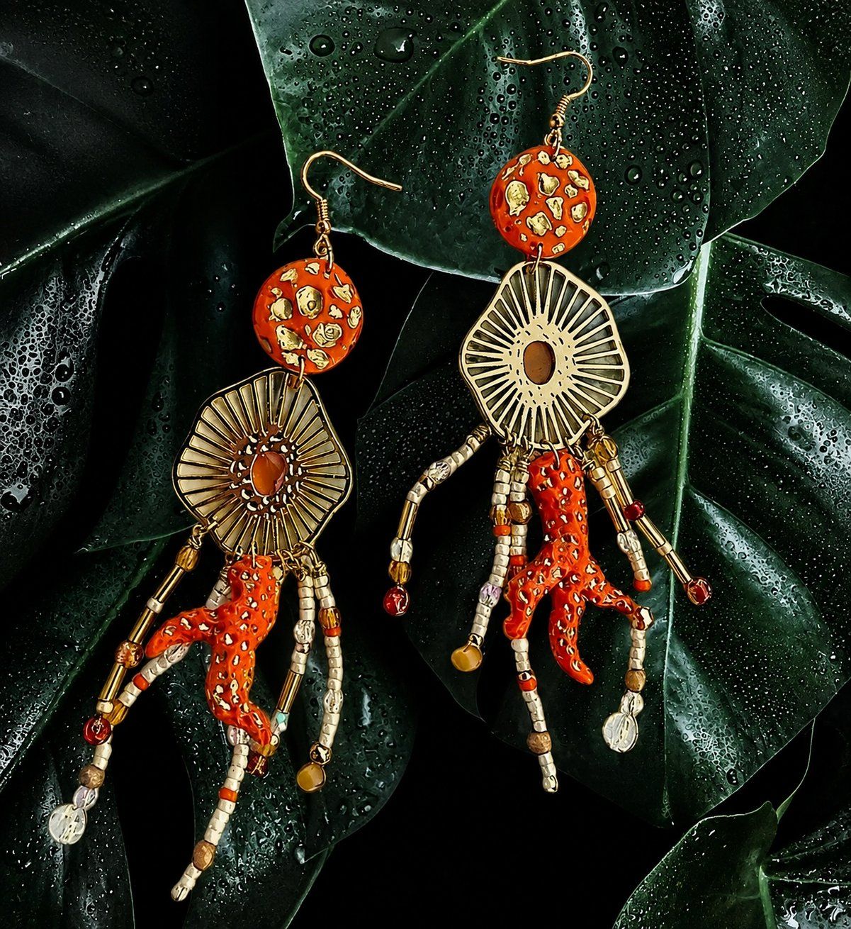 Boucles d'oreille: Boucles d'oreilles  "FIMO CORAIL ORANGE/DOREE" – Neuf (Voir description) à St-Saphorin-Morges par chl_s5rr 1