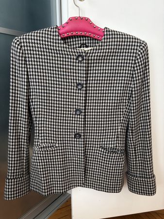 Jil Sander Woll-/Kaschmir-Blazer, Hahnentrittmuster, Gr. 36
