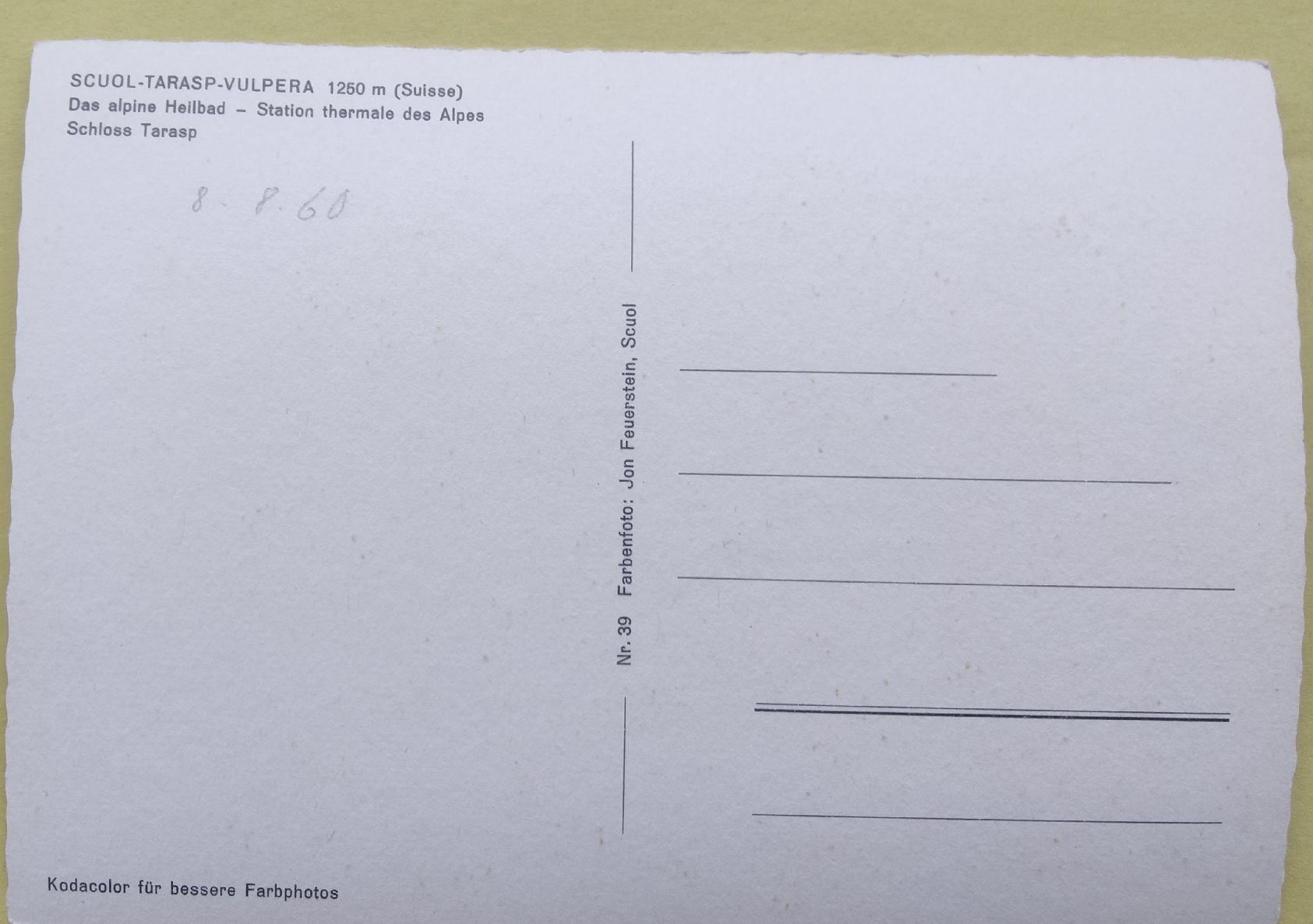 Ansichtskarten: Schloss Tarasp – Neu (gemäss Beschreibung) aus chur von Hmars 1