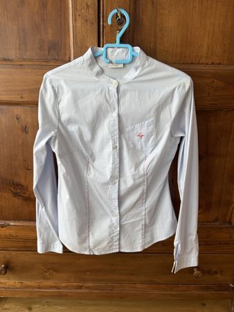 Luis Trenker Bluse hellblau mit Stehkragen Gr.  S -top-