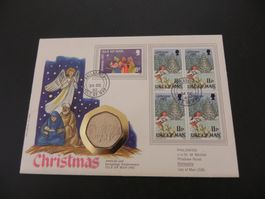 Münzbrief Isle of Man 50 Pence 1982 - Christmas