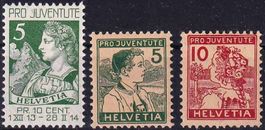 1913/15, Pro Juventute Nr. J1-3 sauber postfr.**, fehlerfrei
