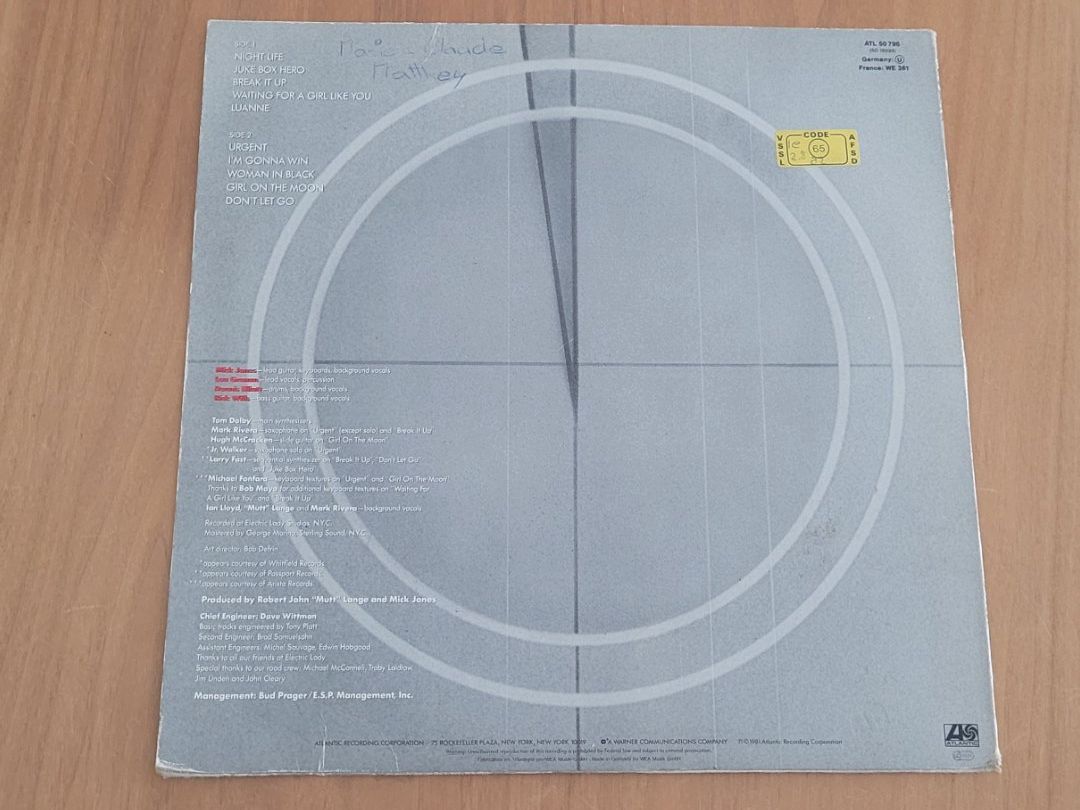 Dischi in vinile: LP Foreigner – Usato da Martigny venduto da MZ-67 1