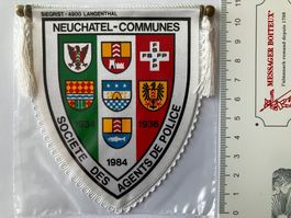 Vintage Fanion/Wimpel SOCIETE DES AGENTS DE POLICE NEUCHATEL