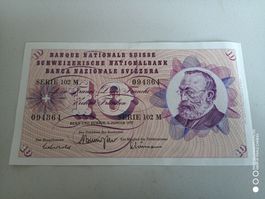 10 Franken Note Serie 102 M 1977 guter Zustand