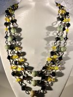 Beau collier 3 Rangs Vintage 50s Perles Verre de Bohême