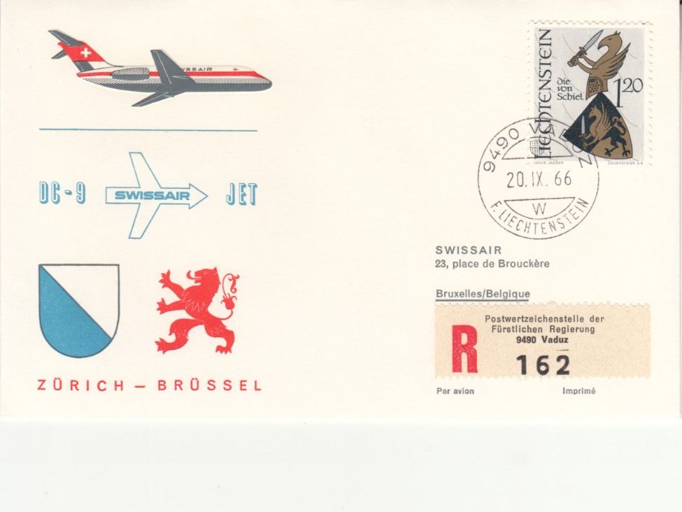 Alle Briefmarken: SLH RF 66.22aL Zürich-Brüssel – Gebraucht aus Bürglen TG von StampGraf