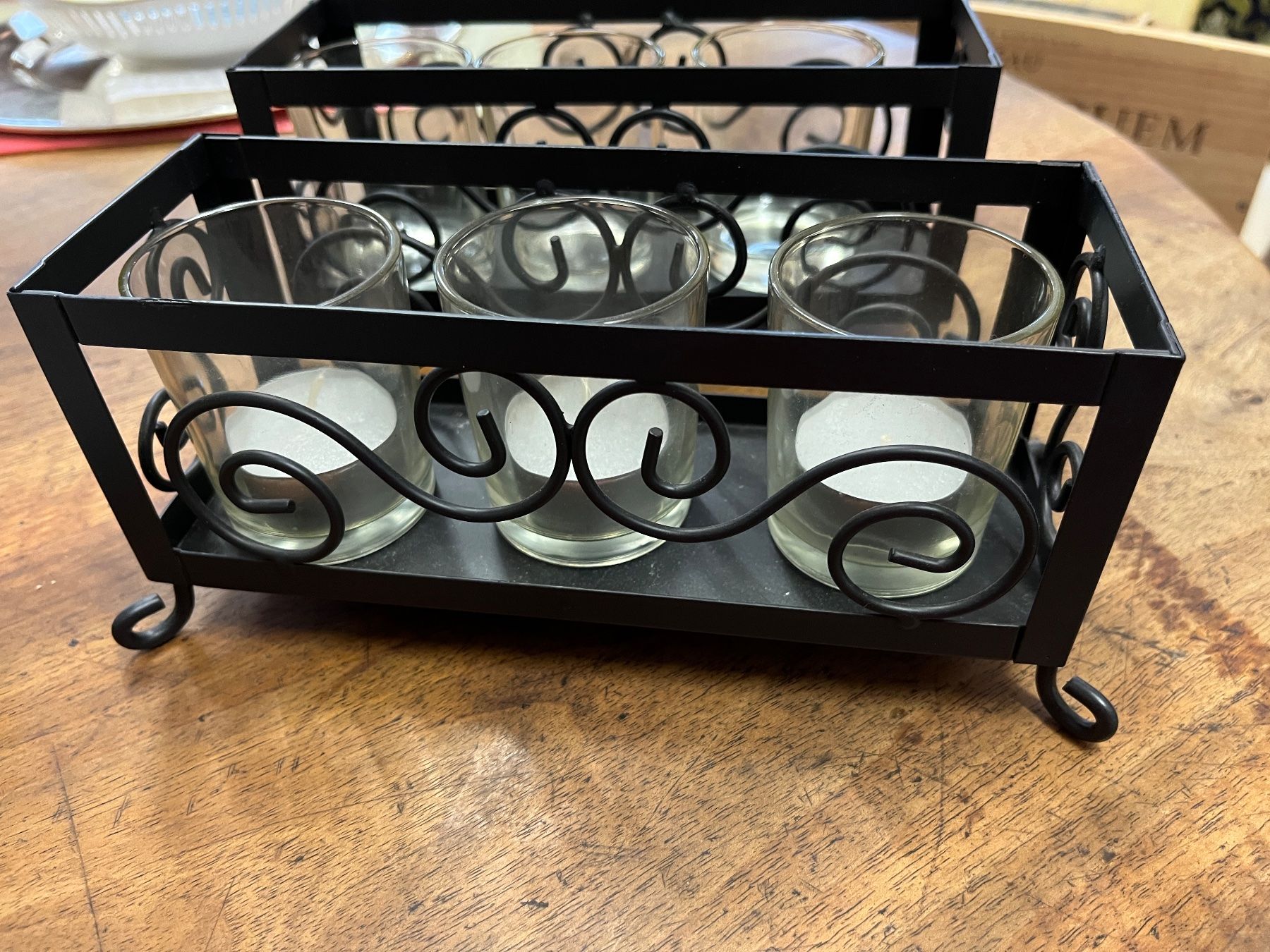 Portacandele: 2 Kerzenhalter / Organizer  Metall + Glas Teelicht – Usato da Stetten AG venduto da Brissago25 3
