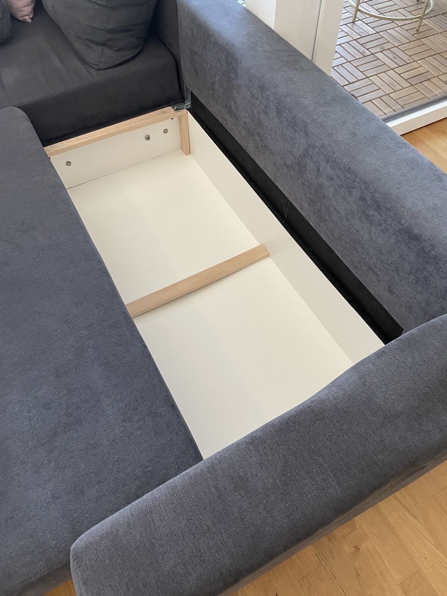 Sofas: Ecksofa Grau mit Schlaffunktion und Strauraum – Gebraucht aus Basel von msa_vtq6 8