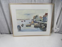 Schönes Aquarell Hafenlandschaft