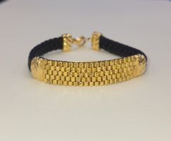 Massiv 18 Karat 750 Gold Armband mit Leder