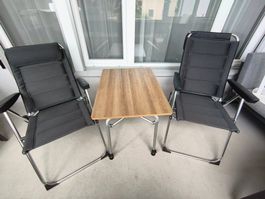 Campingmöbel-Set, 2 Stühle und Tisch (verstellbar)