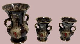 3 Original Vasen Art Déco JASBA Germany braun TOP Zustand