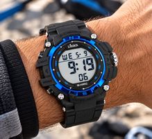 Digitale Sportuhr Herren schwarz / blau