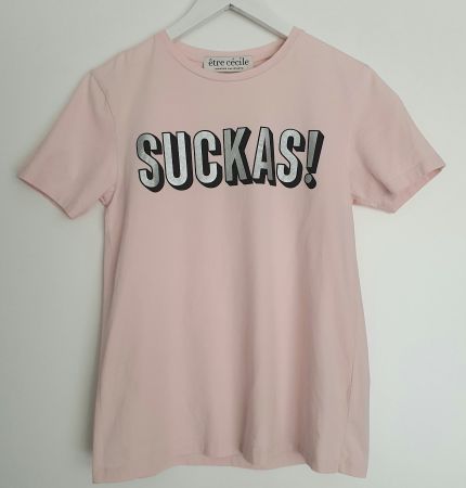 Être Cécile T-Shirt in Rosa und Metallic-Silber Print