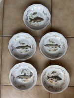 Collection de 5 assiettes en porcelaine de LIMOGES poissons