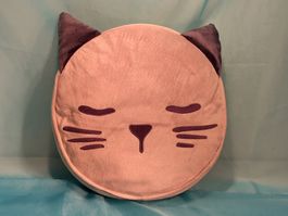 Rundes Kissen, Samt, Katze, mit Geheimfach