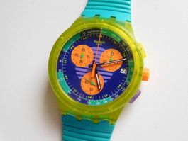 Swatch SUSJ404 NEON WAVE bunt Chrono Uhr läuft