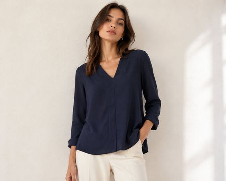 Tommy Hilfiger Bluse dunkelblau Grösse M 100 % Viskose