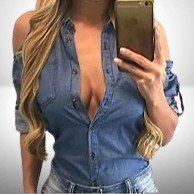 🔥👗 Sexy Off Shoulder Denim Bluse – Sommer Must-Have! 👗🔥