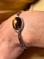 Silber Armreif mit Tigerauge - Vintage (17cm)