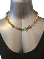 Vintage Halskette mit bunten Steinen, Sommer Schmuck