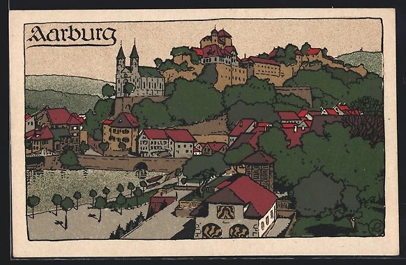 Cartoline postali: Steindruck-AK Aarburg, Panoramablick auf – Usato da Berlin venduto da bartko-reher