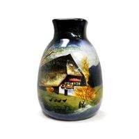 Vase, Schramberg Schwarzwald Motiv blau, selten