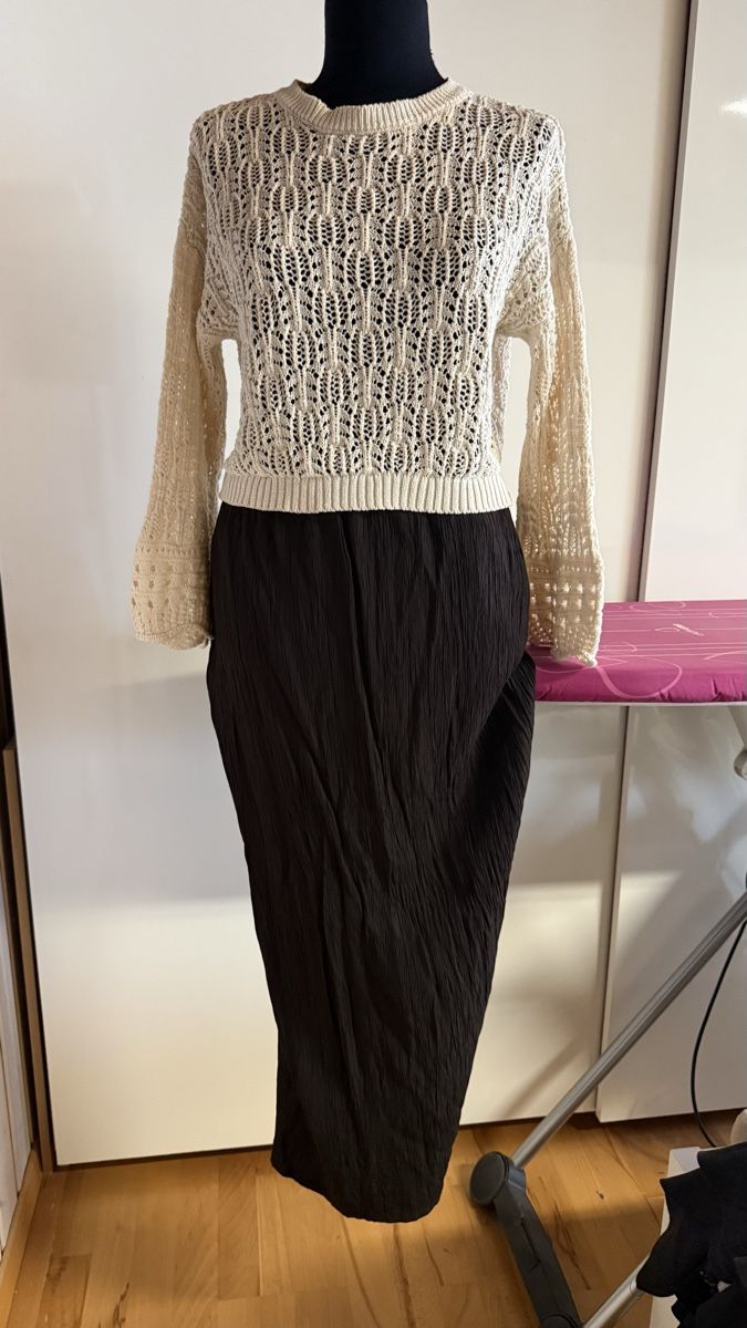 Lotti di vestiti: Strickpullover hell und Rock dunkelbraun Gr M  – Usato da Haslen GL venduto da rana04
