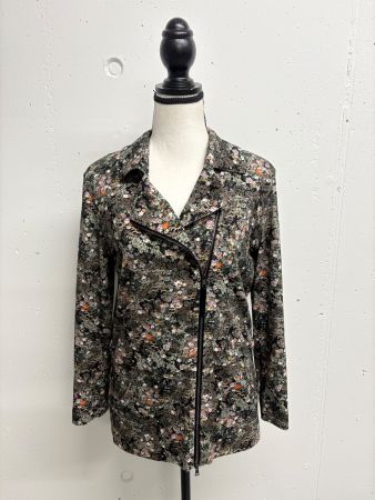 Marc Cain Cardigan Jäckchen GR. 42 grün geblümt Baumwolle