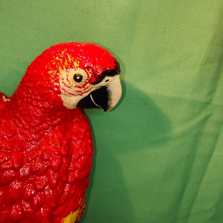 WUNDERSCHÖNE GUSSEISEN DUNKELROTER ARA WANDDEKORATION (Gebraucht) in ...