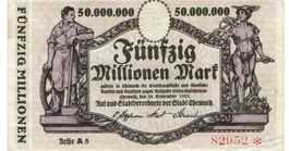 Chemnitz 50 Mil.MarkReihe A8 KN 6 Stel. 20.09.1923 VZ-VZ+