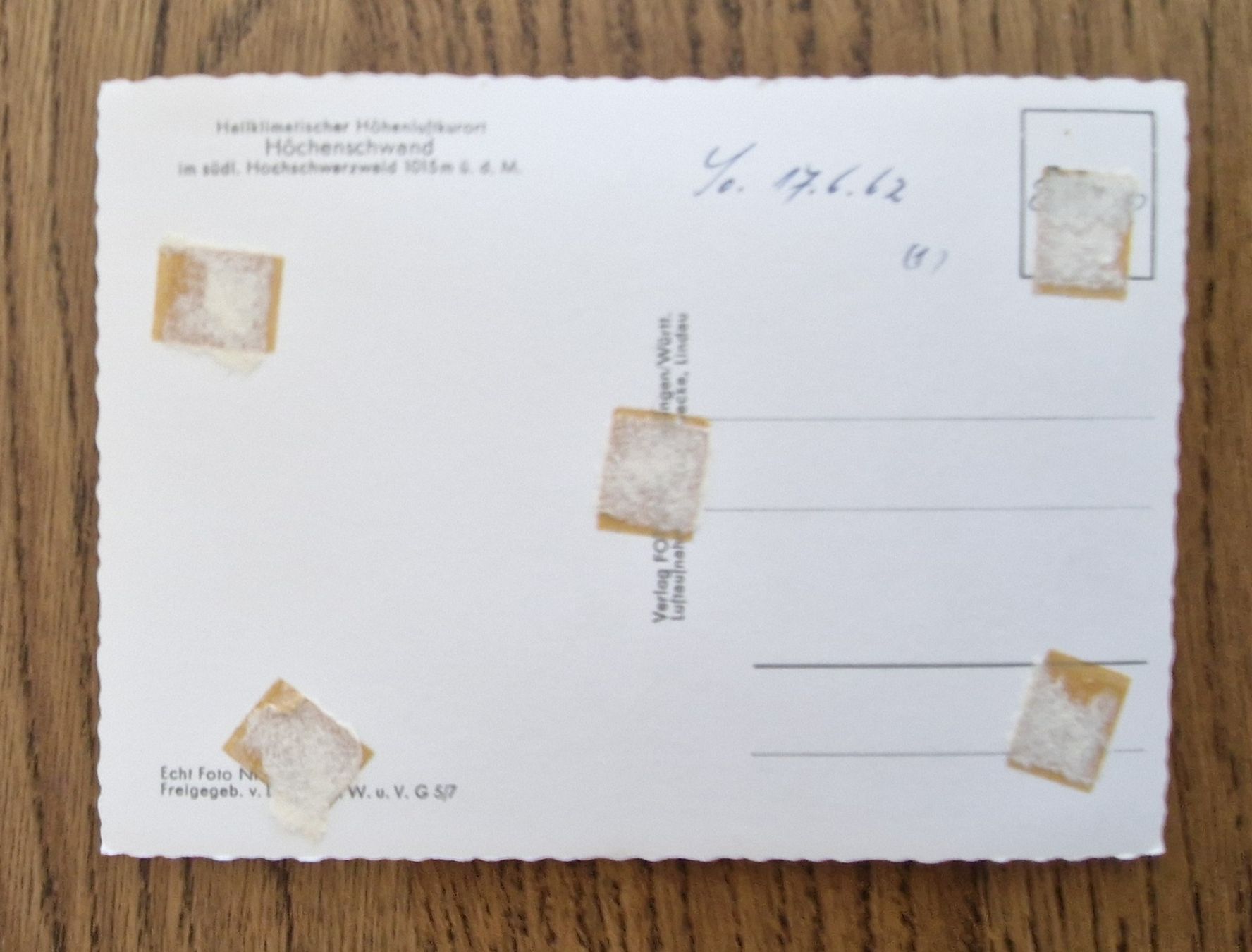 Cartoline postali: Luftkurort Höchenschwand 1962 – Usato da Ebikon venduto da Donar50 1