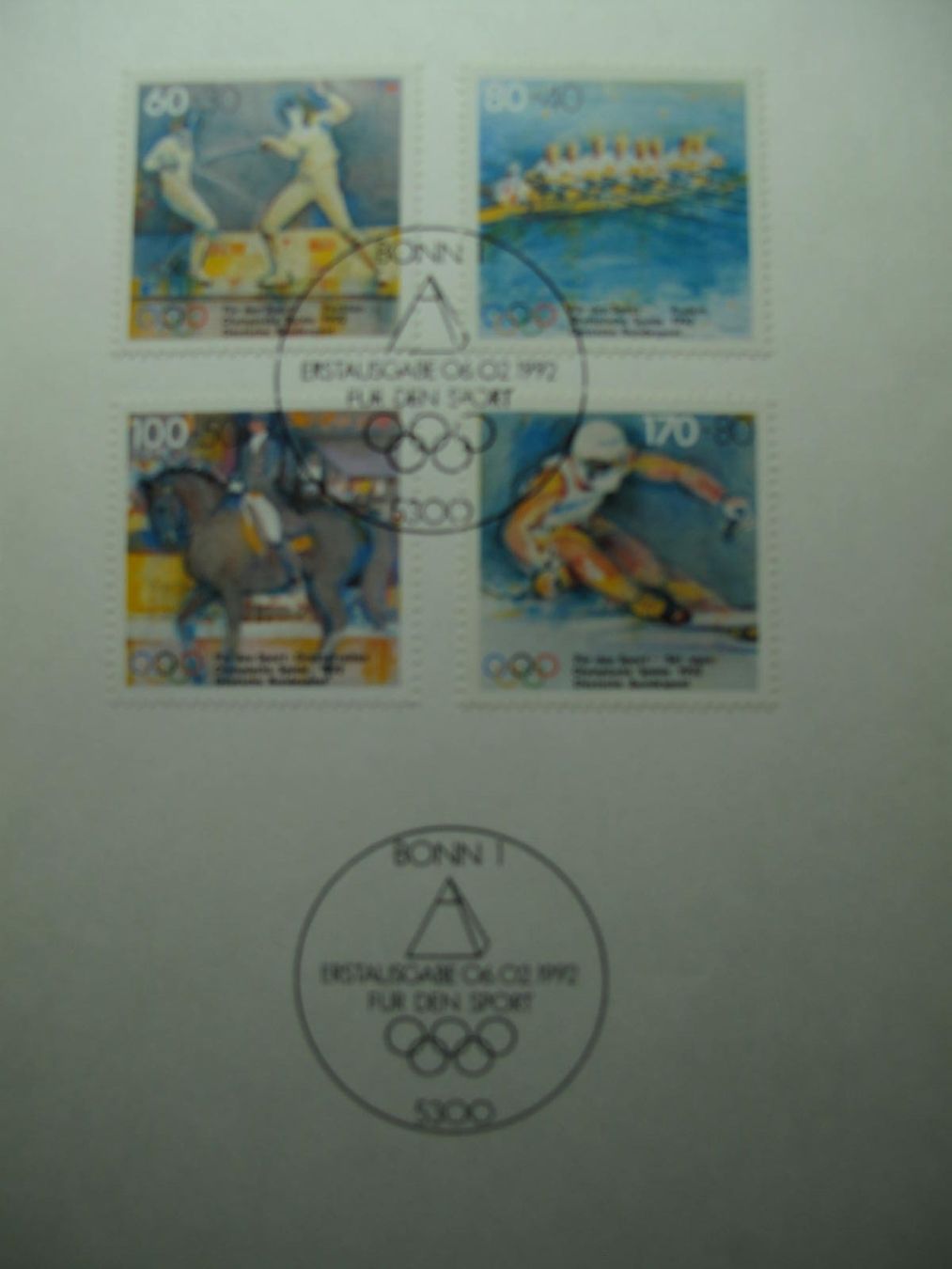 Tutti i francobolli: BRD 1992 Sporthilfe Ersttagesfolder – Usato da Wil SG venduto da fva01 1