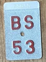 BS 53 - VELONUMMER - FAHRRADSCHILD - PLAQUE DE VELO - BS 53