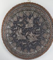 Teller aus Kupfer mit asiatischen Motiven antik