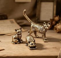 Drei Messingkatzen Figuren Sammlungsstücke