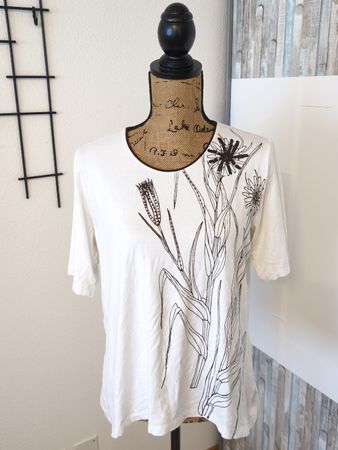 LEBEK Collection Damen Shirt Grösse 44 Blumenprint Weiss