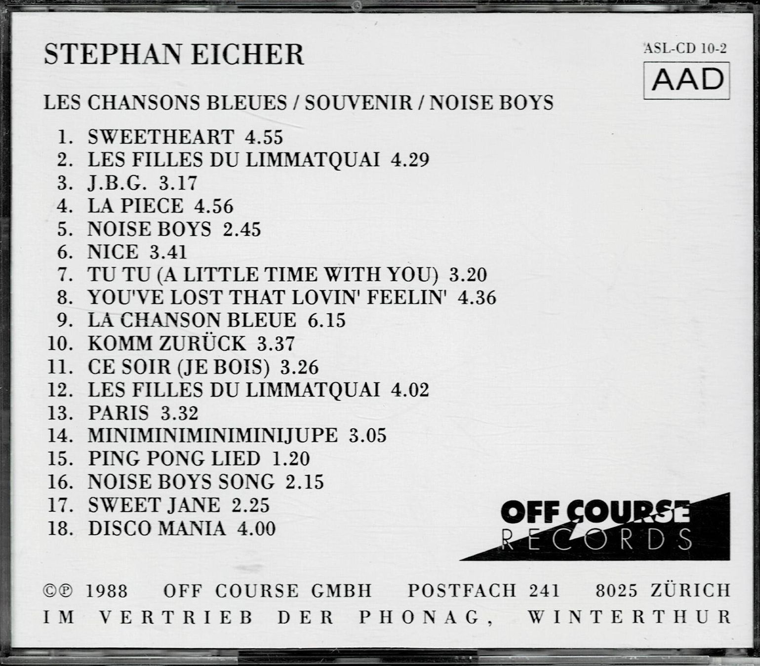 CDs: Stephan Eicher - Les Chansons bleues / Souvenir / Noise Boys – Gebraucht aus Rütihof von Highwayjackie 1